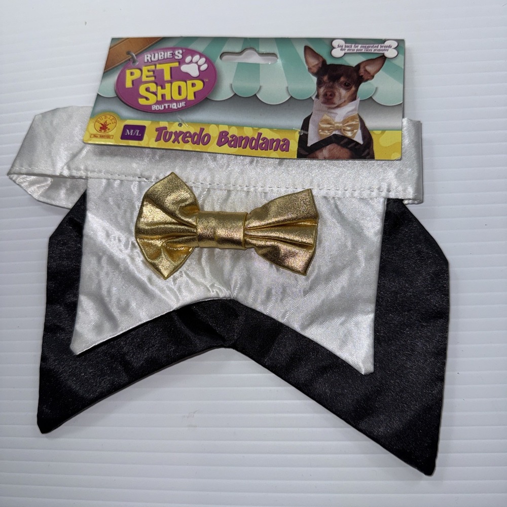 Bowtie Vest Tuxedo M/L Dog Pet Costume Bandana Rubies Pet Shop NWT